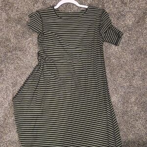 Old Navy Black and Green Striped Dress